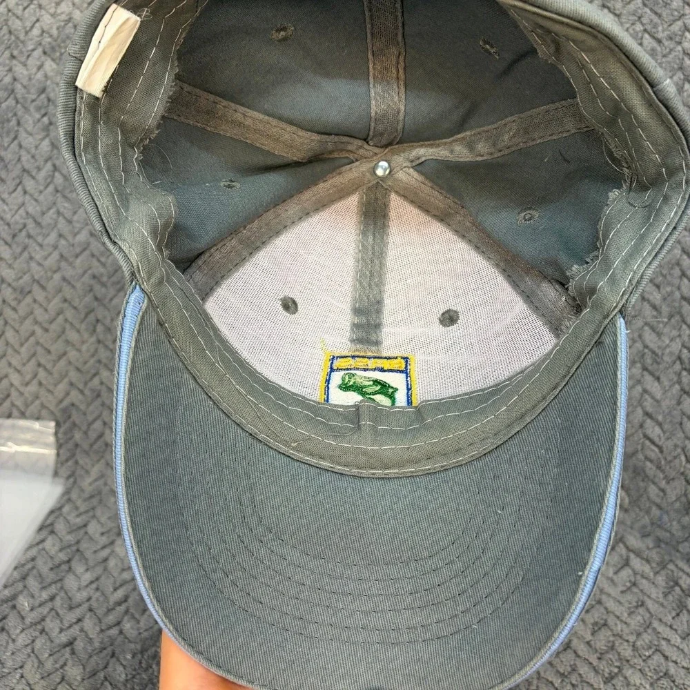 B.A.S.S. Bass Anglers Sportsman Society Fishing Hat Grey Blue Cotton Strapback